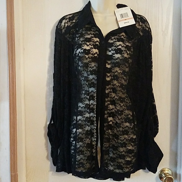 Eyeshadow Tops - Eye Shadow Women's NWT Black Blouse, Size 2X